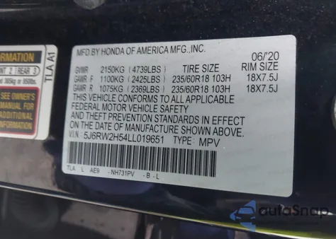 2020 Honda Cr-V Awd Ex from USA, damaged, VIN 5J6RW2H54LL019651